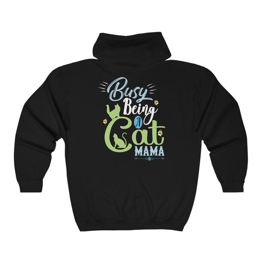 Busy Being a Cat Mama Unisex Heavy Blend™ Full Zip Hoodie