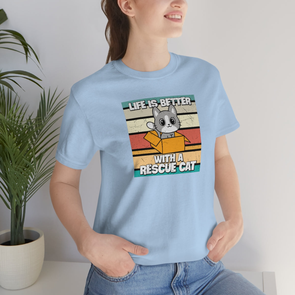 Life is Better With a Rescue Cat Animal Rescue Unisex Jersey Short Sleeve T-Shirt