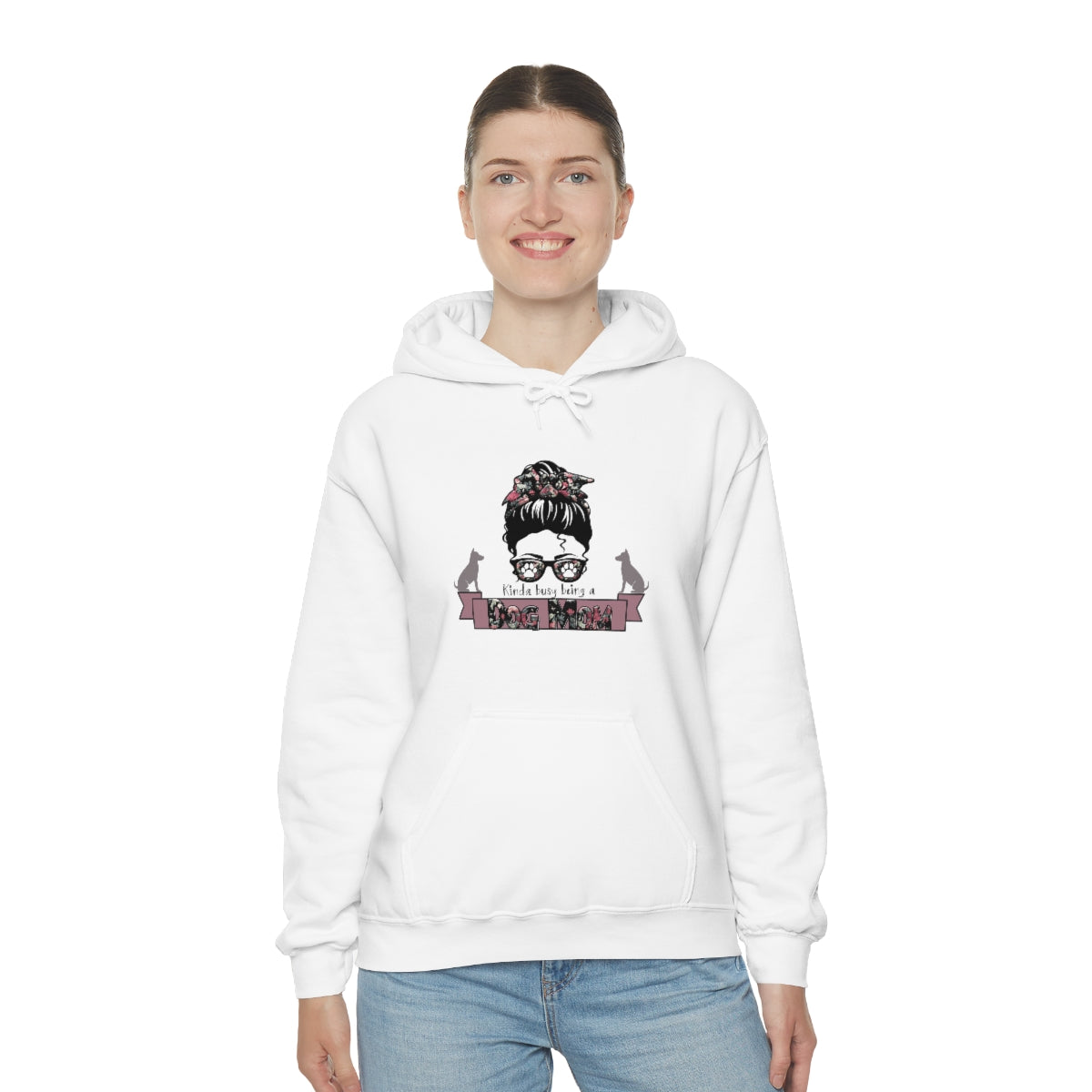 Kinda Busy Being a Dog Mom Dog Lovers Unisex Heavy Blend™ Funny Dog Mom Hoodie