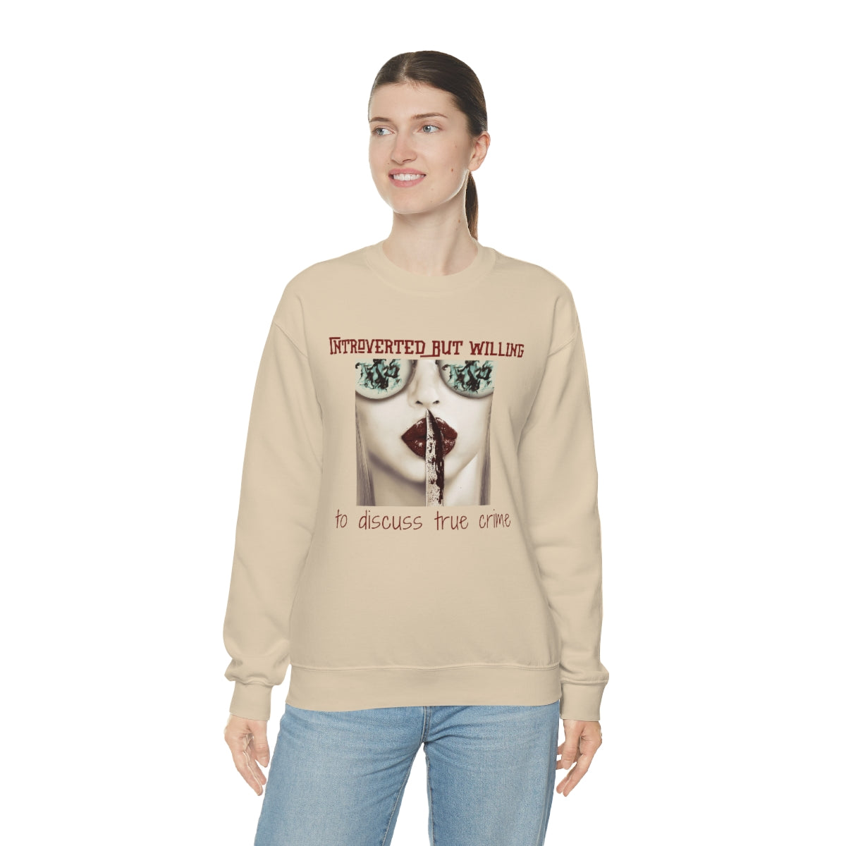 Introverted But Willing to Discuss True Crime Unisex Heavy Blend™ Crewneck Sweatshirt