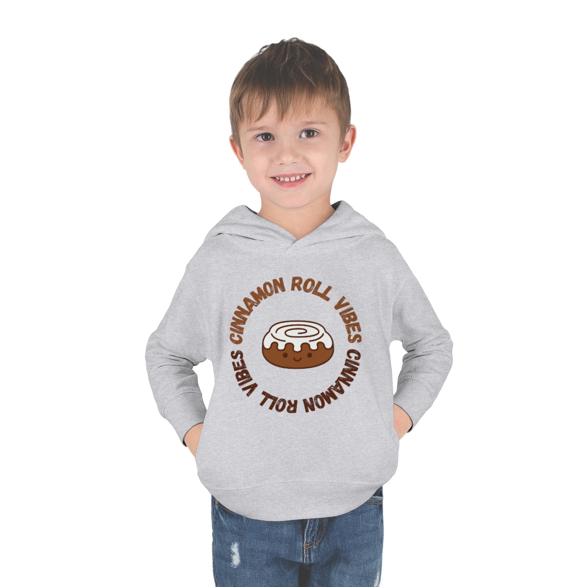 Cinnamon Roll Vibes Cute Toddler Pullover Fleece Hoodie