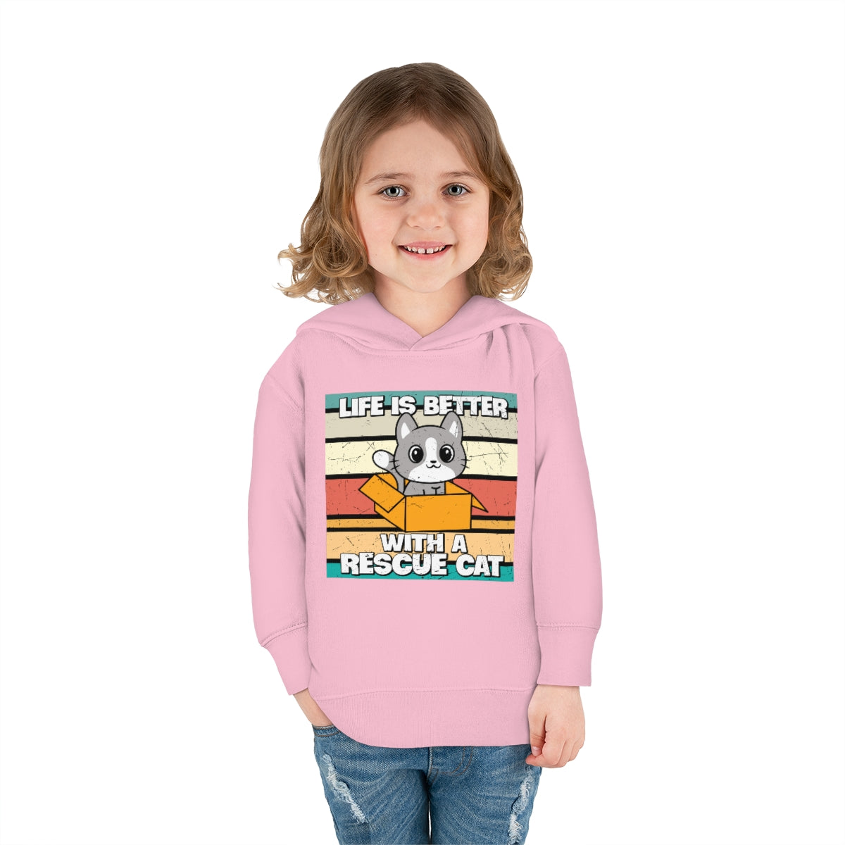 Life is Better With a Rescue Cat Toddler Pullover Fleece Hoodie