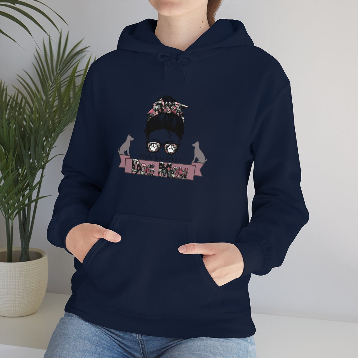 Kinda Busy Being a Dog Mom Dog Lovers Unisex Heavy Blend™ Funny Dog Mom Hoodie