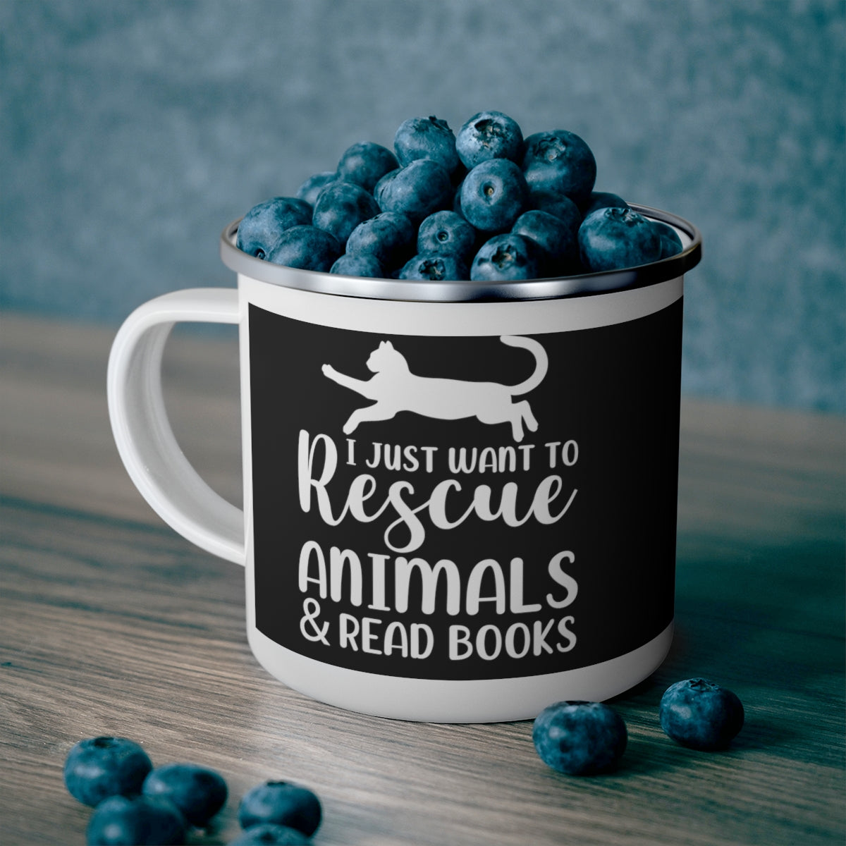 I Just Want to Rescue Animals and Read Books Enamel Camping Mug