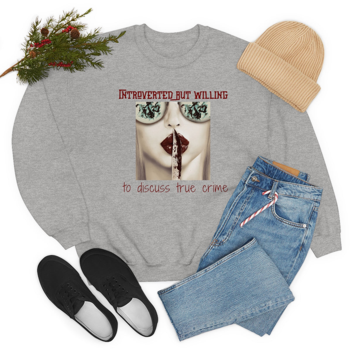 Introverted But Willing to Discuss True Crime Unisex Heavy Blend™ Crewneck Sweatshirt