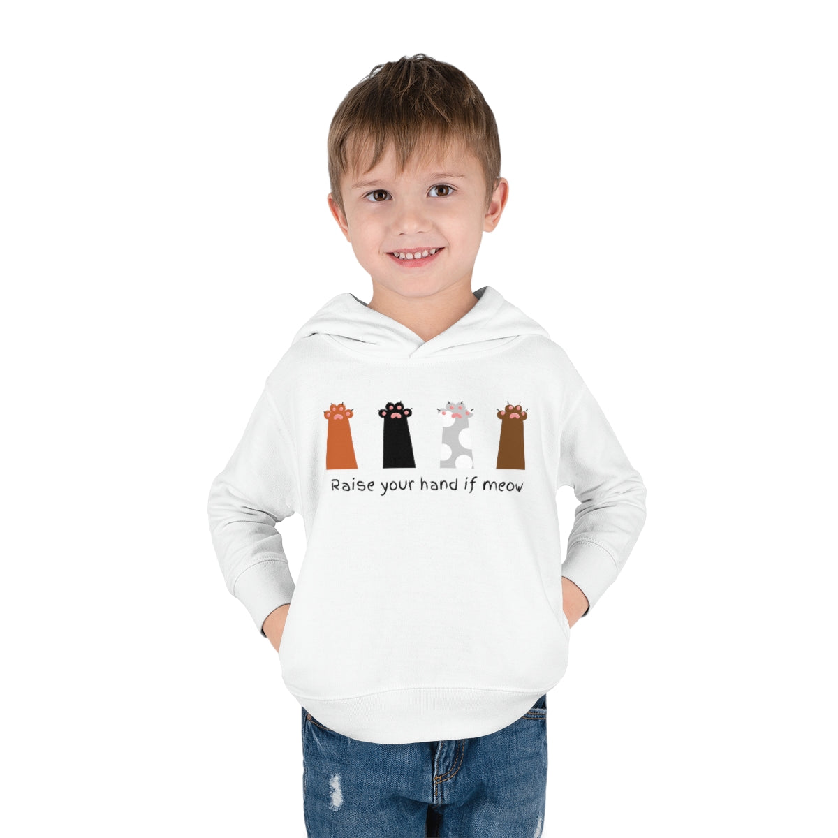 Raise Your Hand if Meow Cute Toddler Pullover Fleece Hoodie