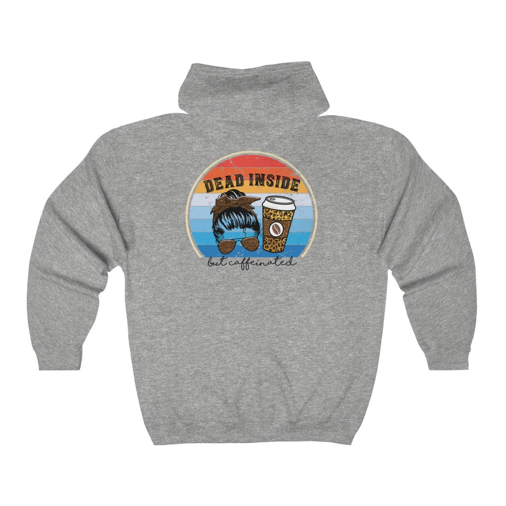 Dead Inside but Caffeinated Funny Unisex Heavy Blend™ Full Zip Hoodie