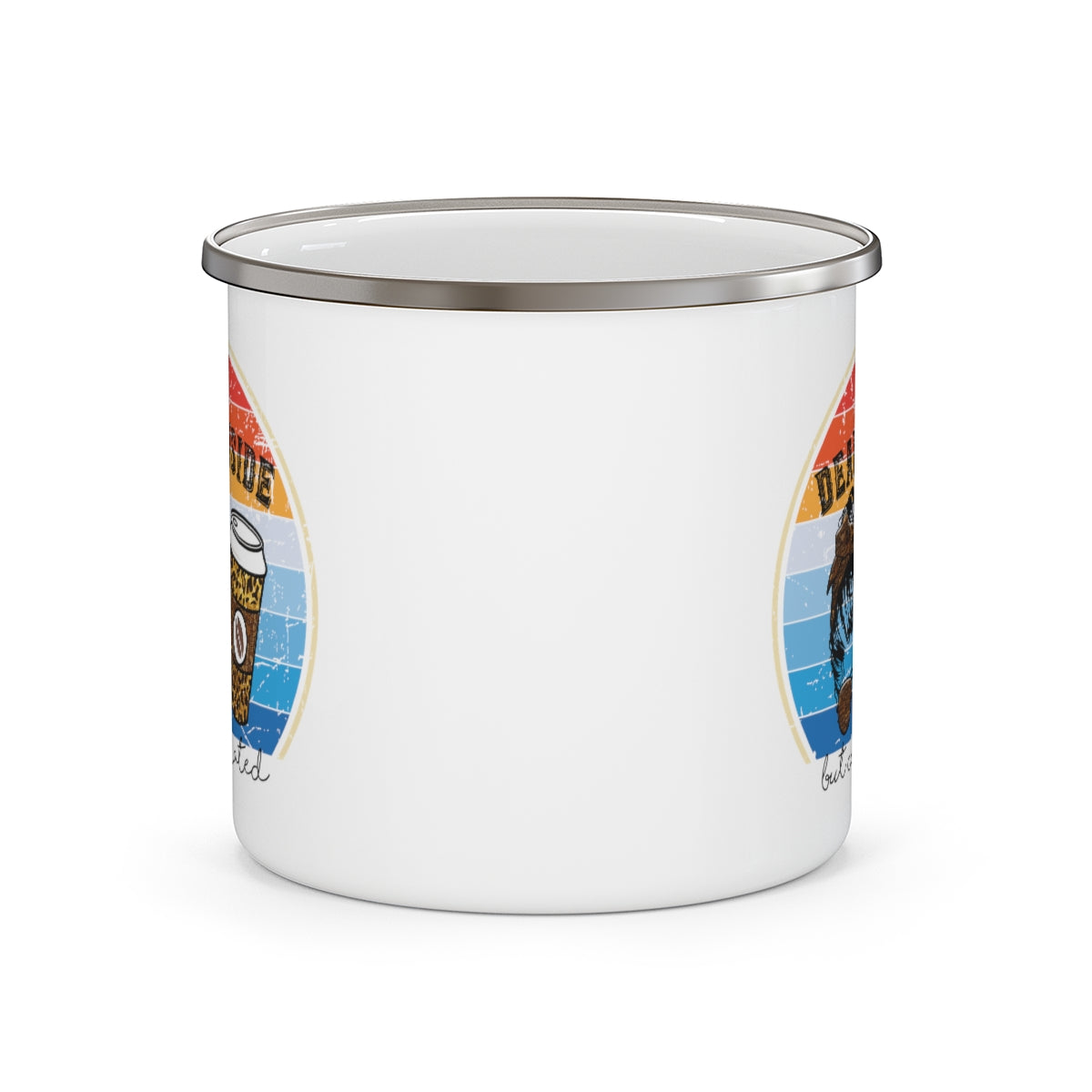 Dead Inside but Caffeinated Funny Enamel Camping Mug