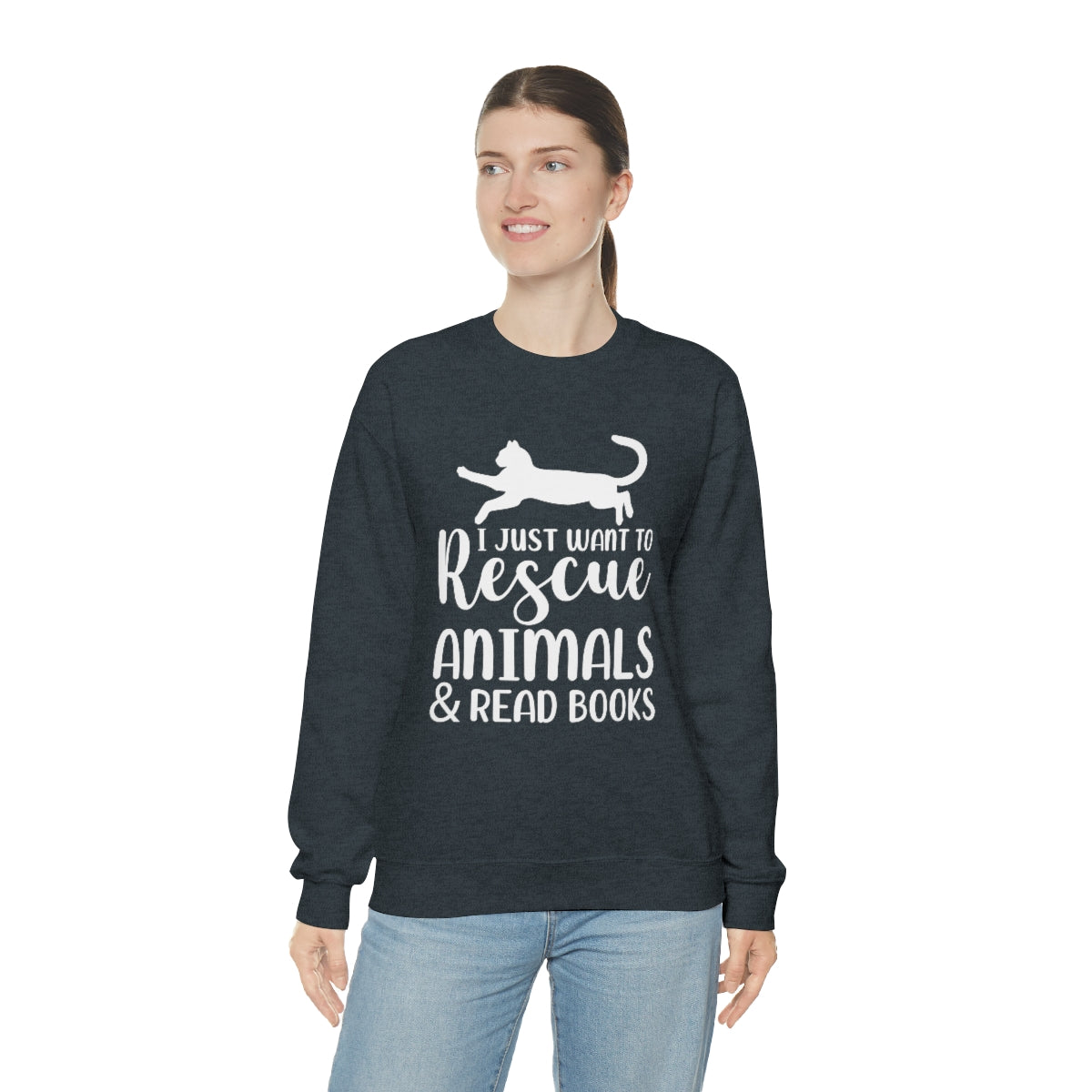 I Just Want to Rescue Animals and Read Books Unisex Crew Sweatshirt