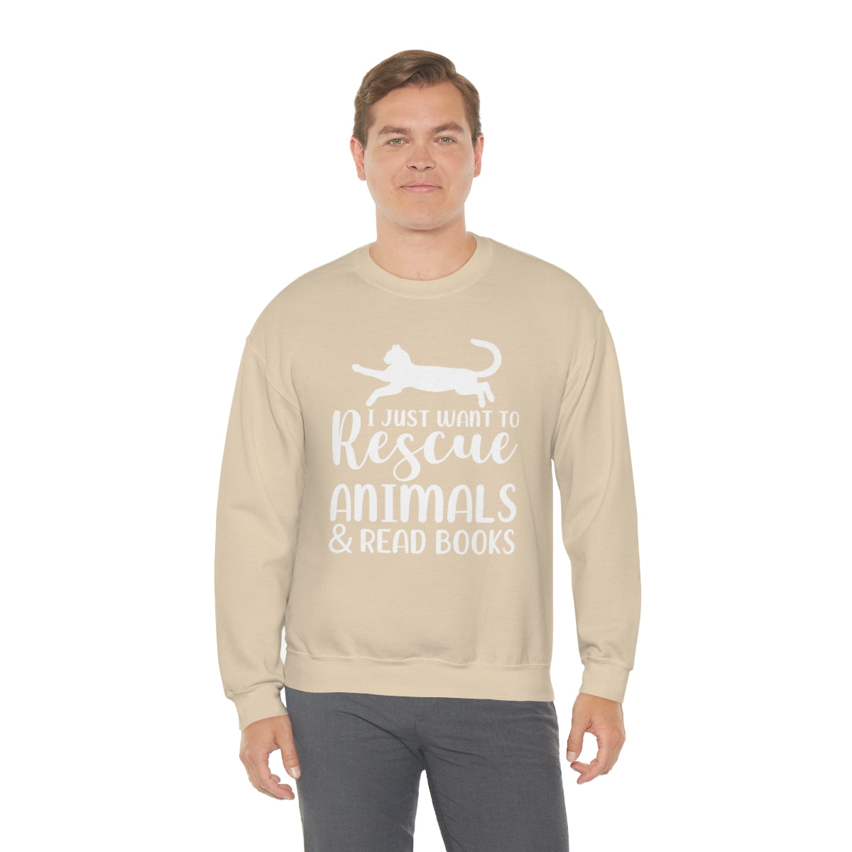 I Just Want to Rescue Animals and Read Books Unisex Crew Sweatshirt