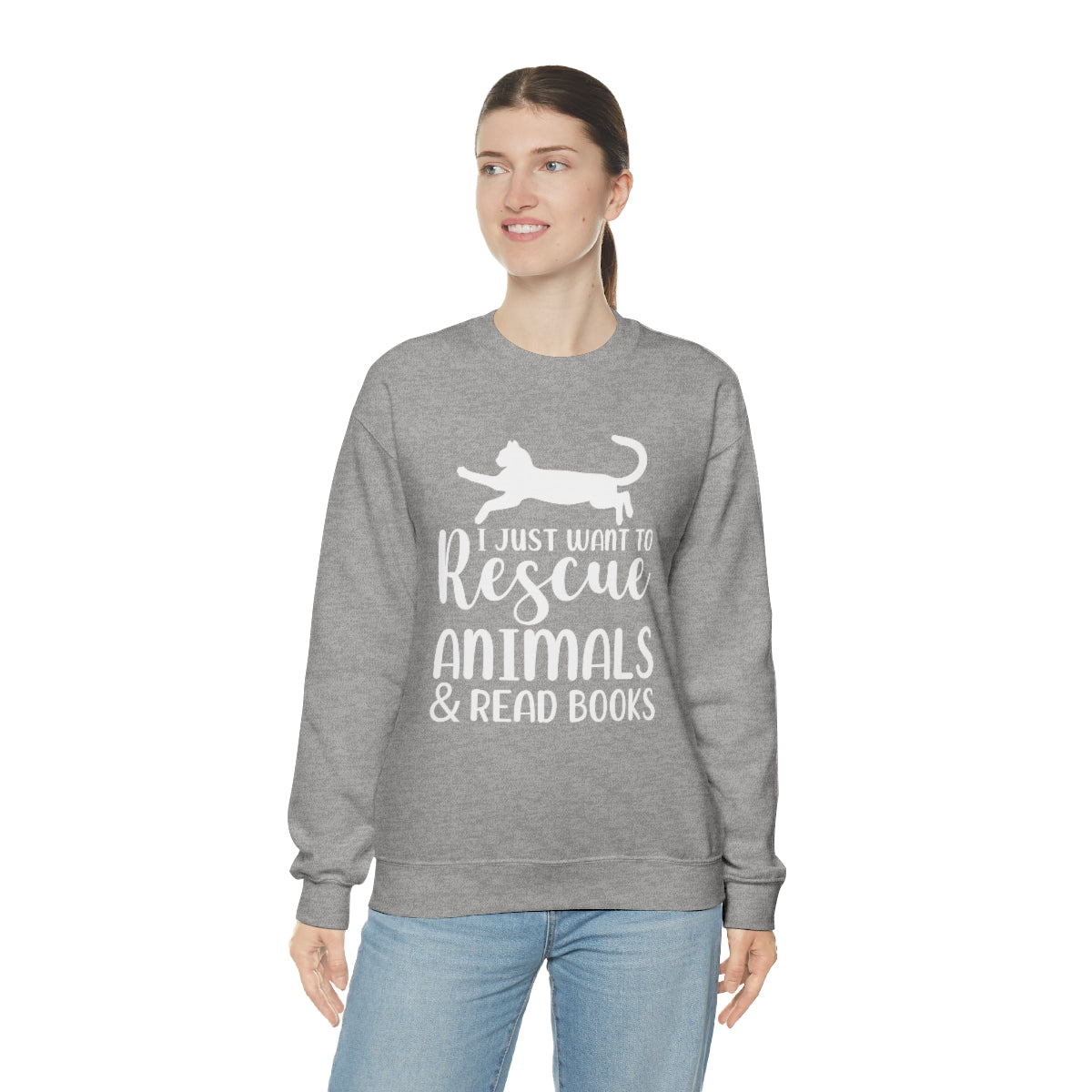 I Just Want to Rescue Animals and Read Books Unisex Crew Sweatshirt