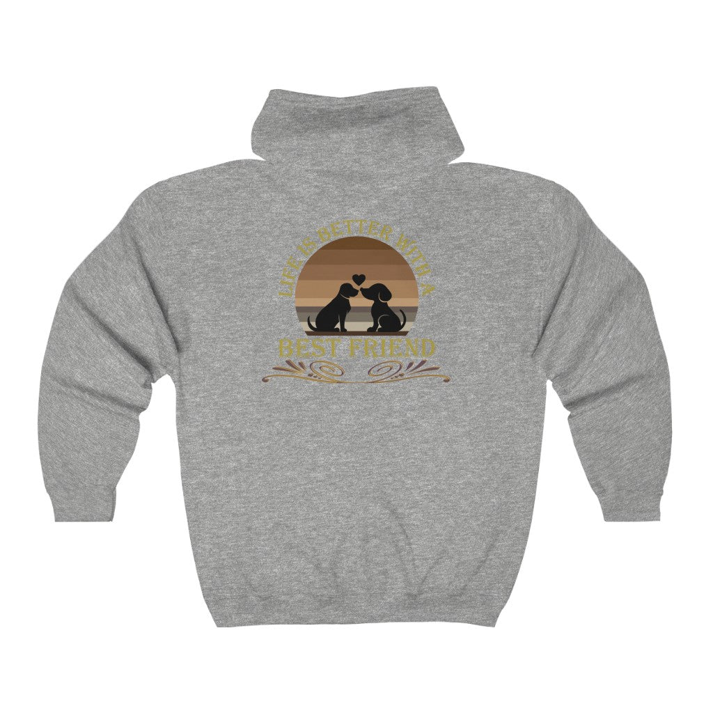 Life is Better With a Best Friend Animal Rescue Unisex Heavy Blend™ Full Zip Hoodie