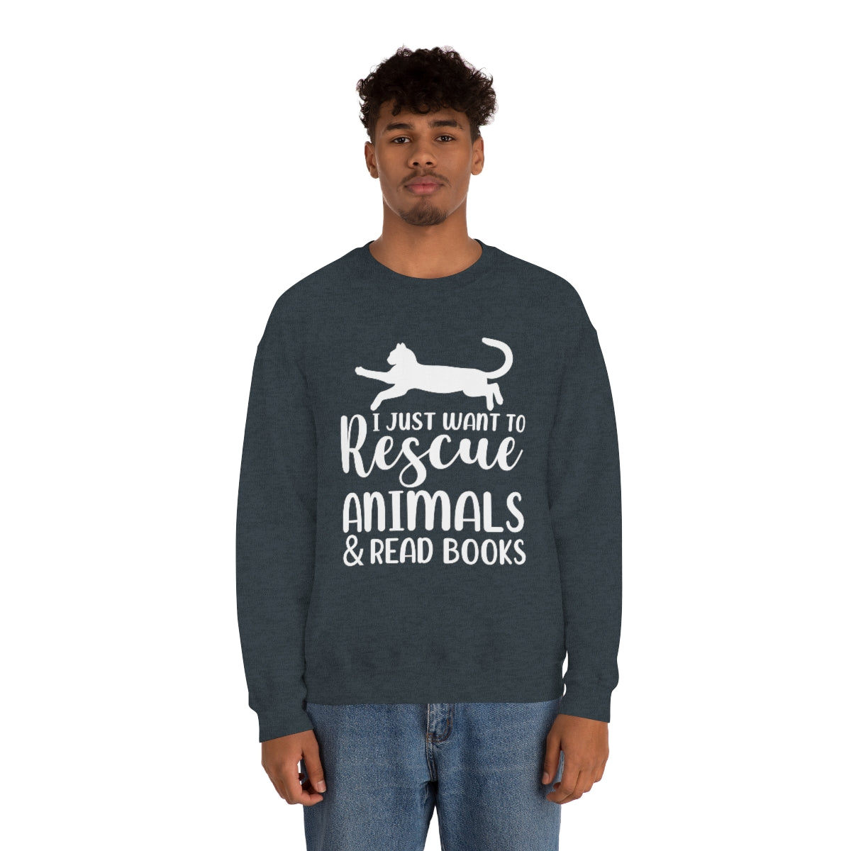 I Just Want to Rescue Animals and Read Books Unisex Crew Sweatshirt