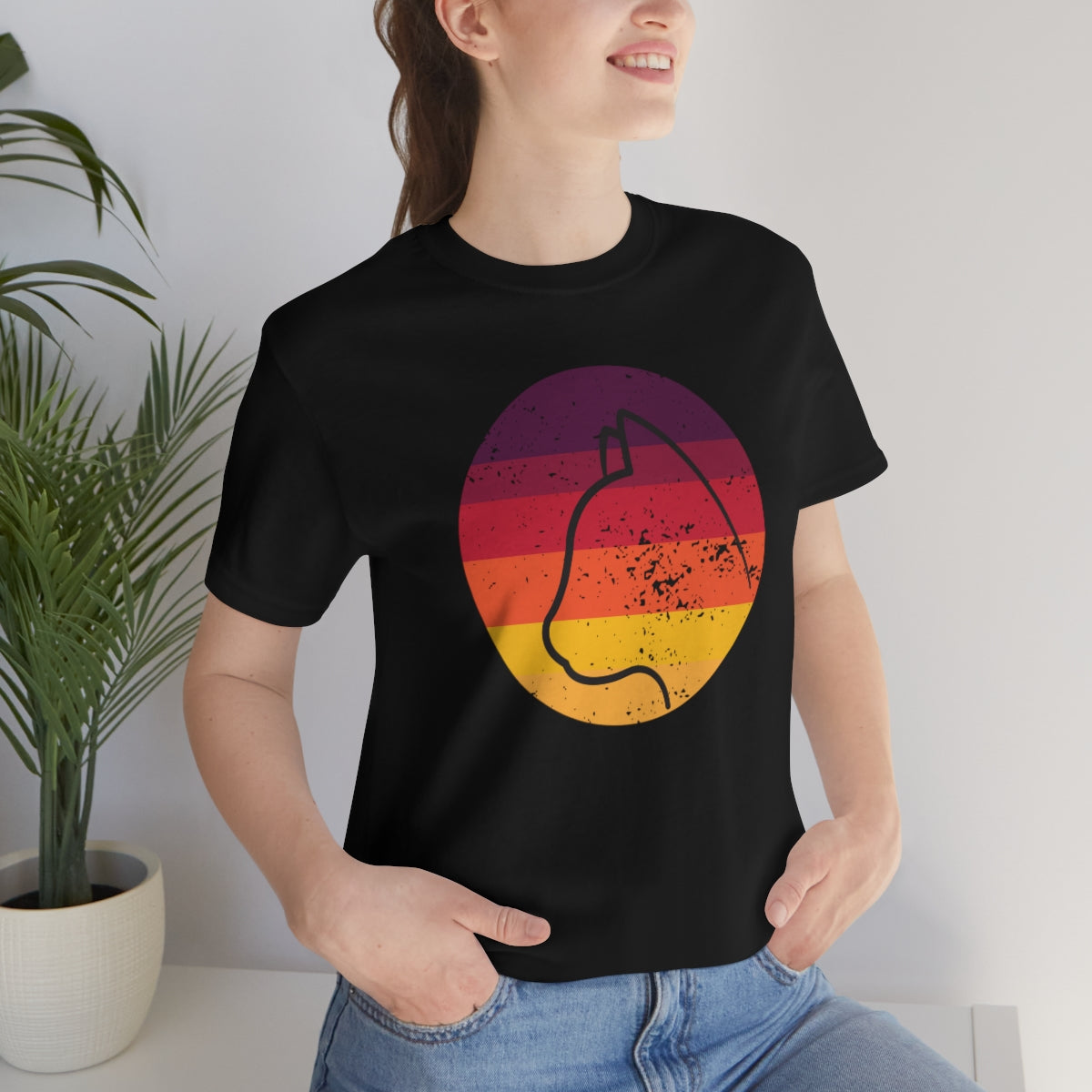 Vintage Sunset Cat Lovers Unisex Jersey Short Sleeve T-Shirt