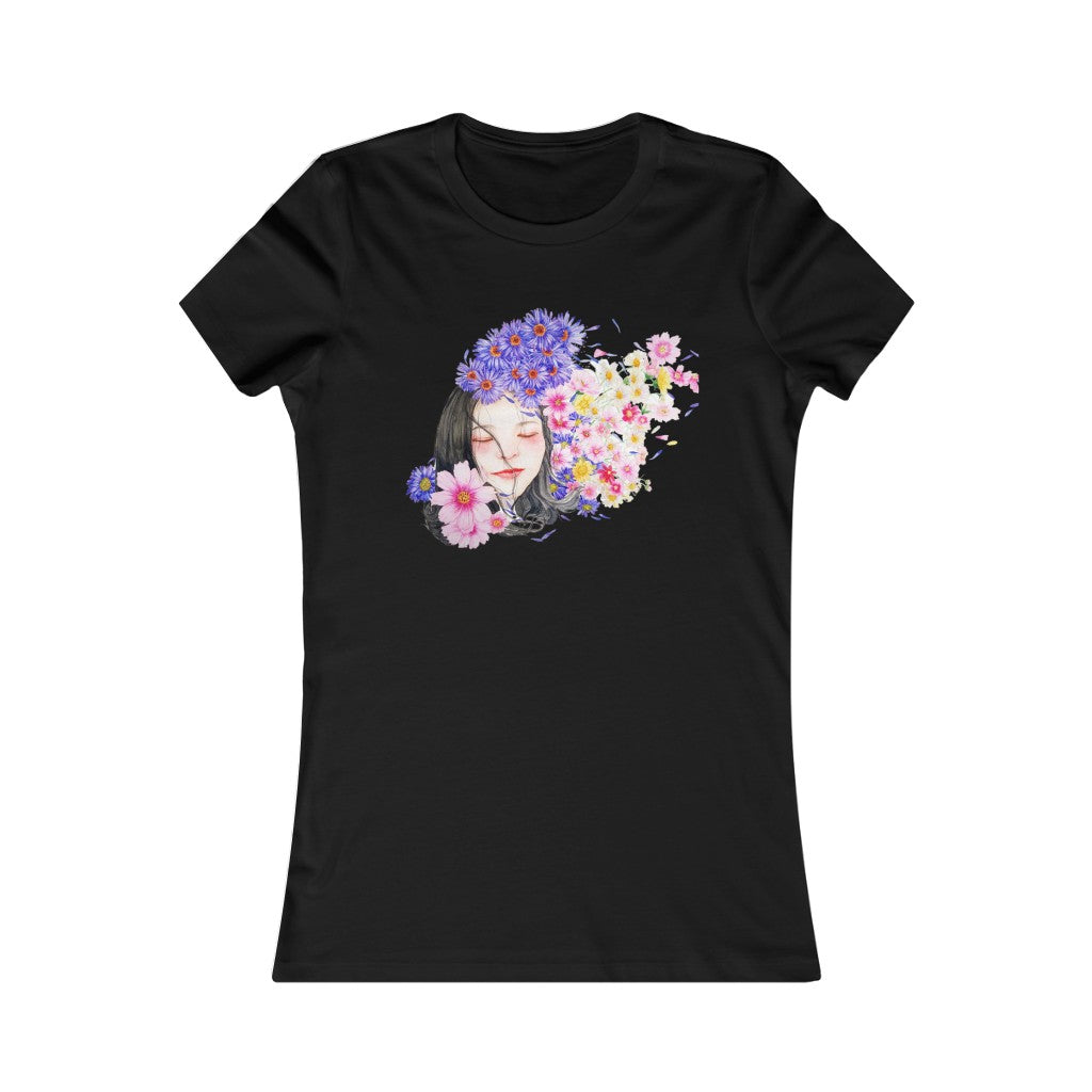 Flowers in her Hair Fem Fit Premium Favorite T-Shirt