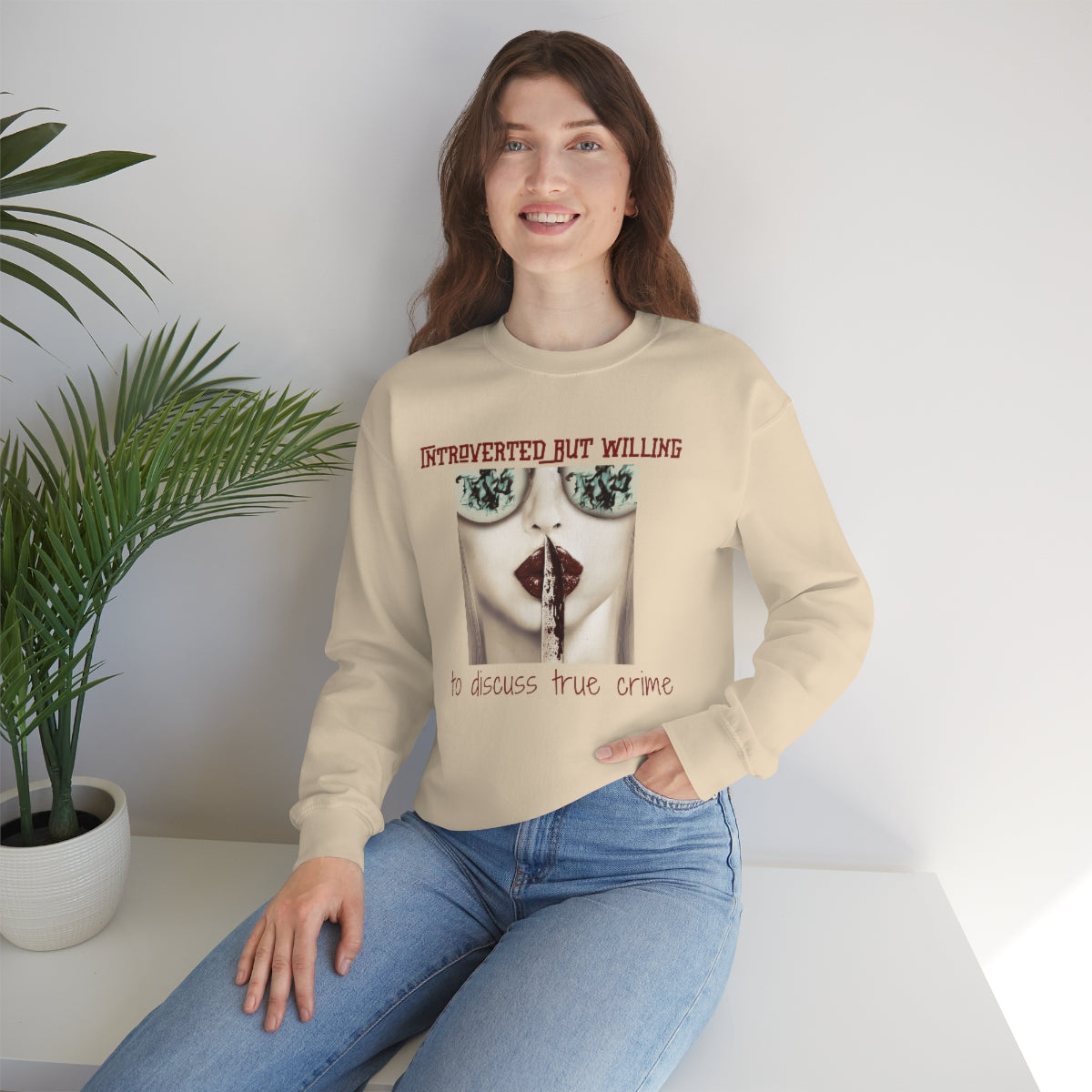 Introverted But Willing to Discuss True Crime Unisex Heavy Blend™ Crewneck Sweatshirt