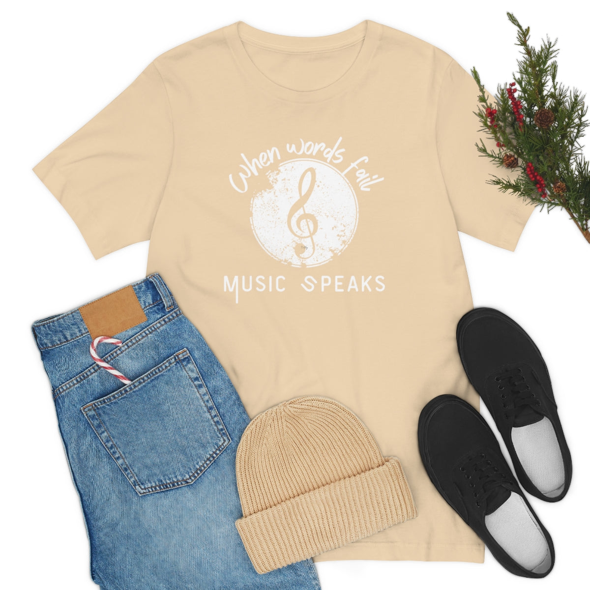 When Words Fail Music Speaks Unisex Jersey Short Sleeve T-Shirt