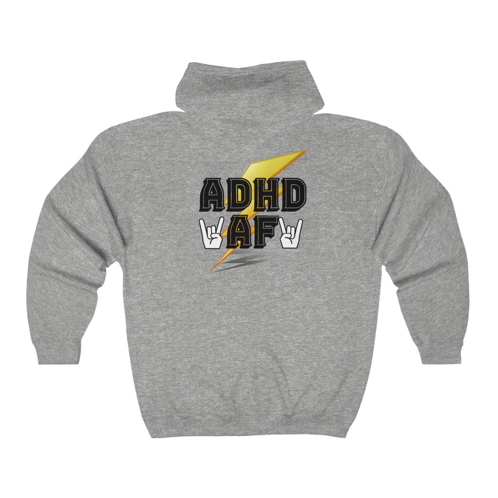 ADHD AF Funny Neurodiversity Awareness Unisex Heavy Blend™ Full Zip Hoodie