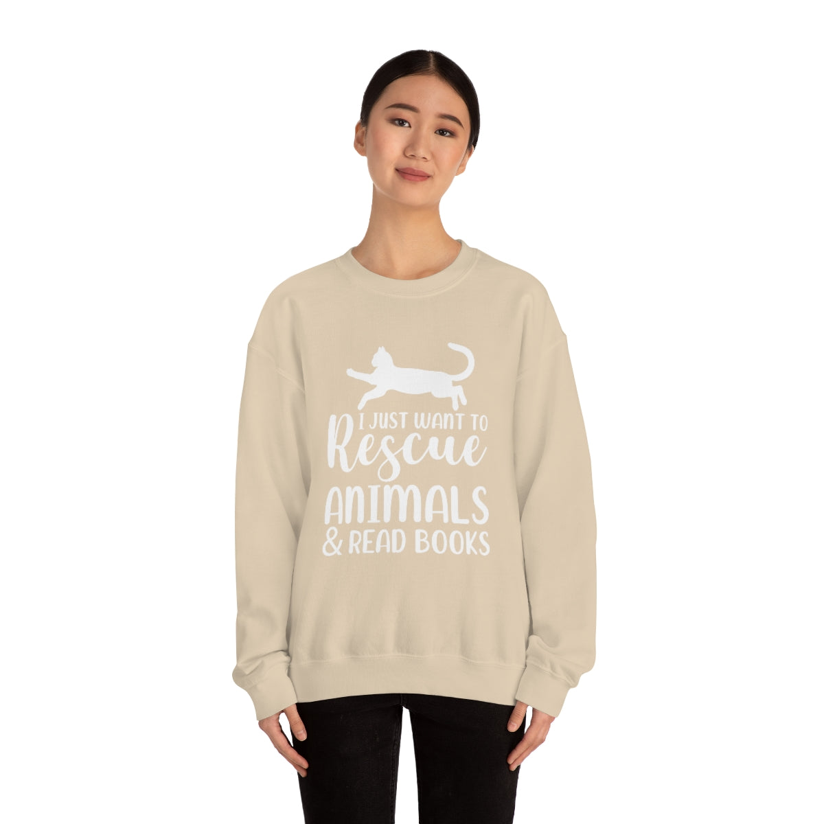 I Just Want to Rescue Animals and Read Books Unisex Crew Sweatshirt