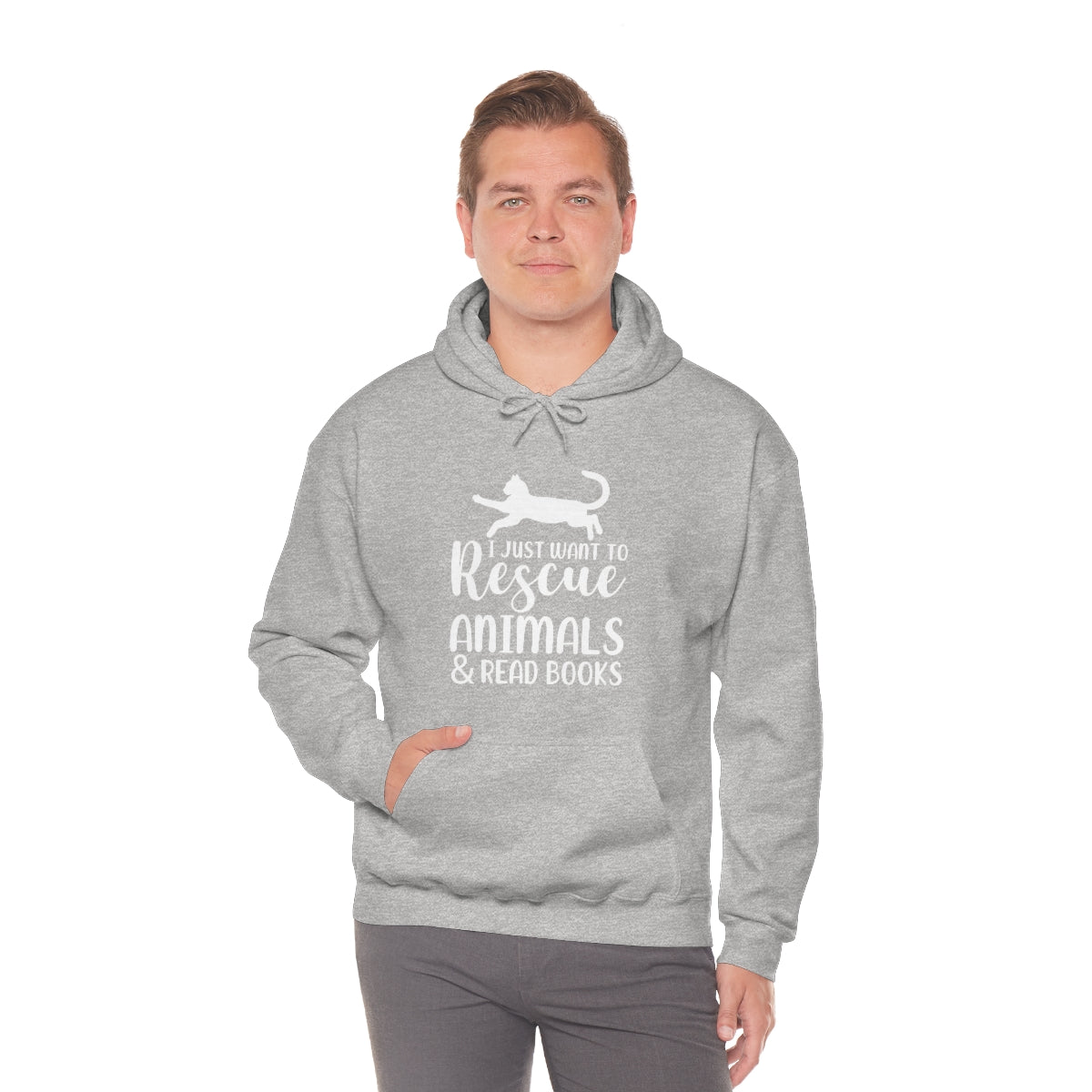 I Just Want to Rescue Animals and Read Books Unisex Heavy Blend™ Hoodie