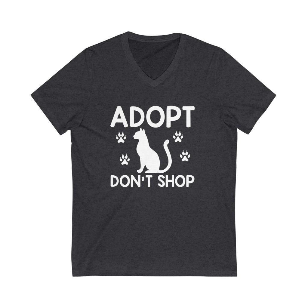 Adopt Don't Shop Animal Rescue Advocate Unisex Jersey Short Sleeve V-Neck T-Shirt