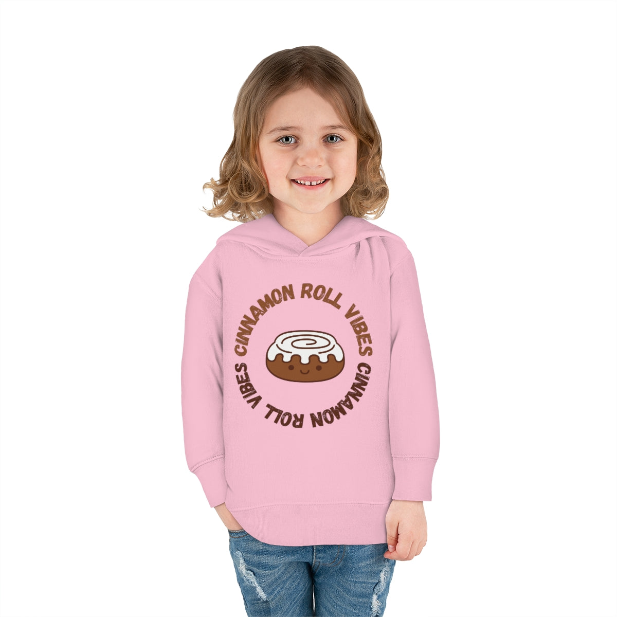 Cinnamon Roll Vibes Cute Toddler Pullover Fleece Hoodie