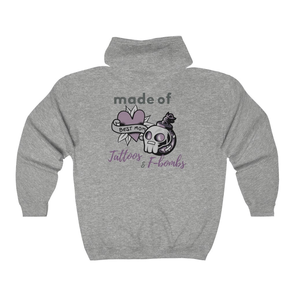 Made of Tattoos & F-Bombs Best Moms Mother's Day Gift Unisex Heavy Blend™ Full Zip Hoodie