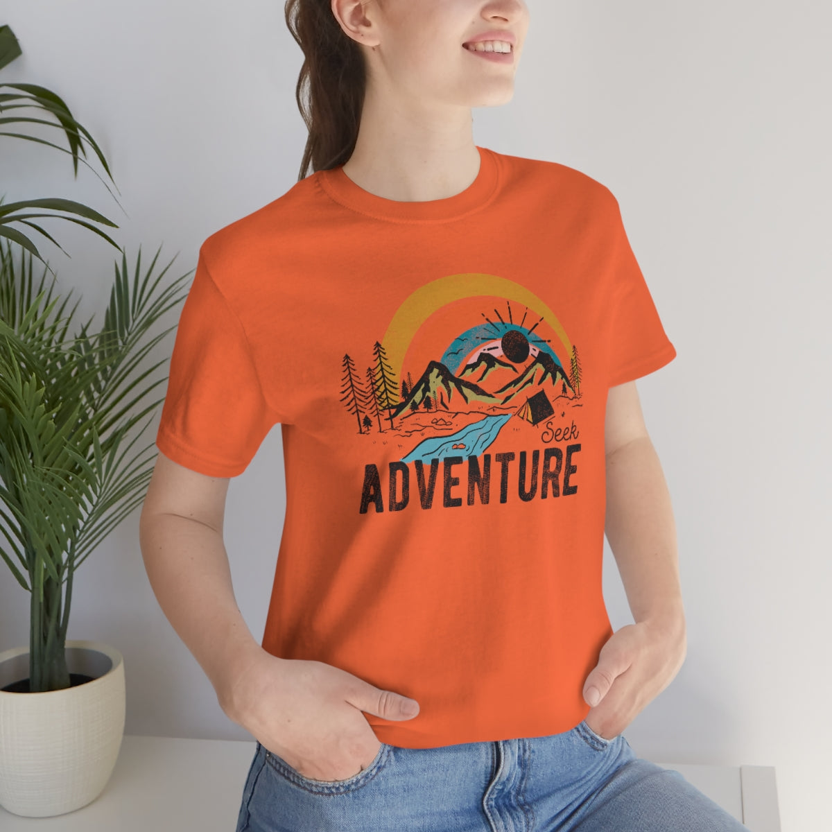 Seek Adventure Hiking Camping Lovers Unisex Jersey Short Sleeve T-Shirt