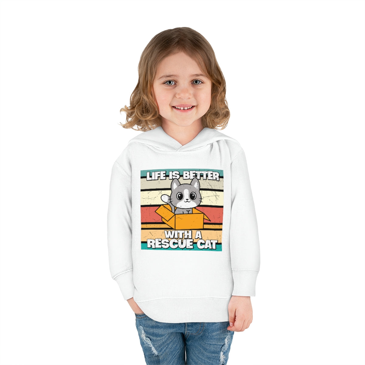 Life is Better With a Rescue Cat Toddler Pullover Fleece Hoodie