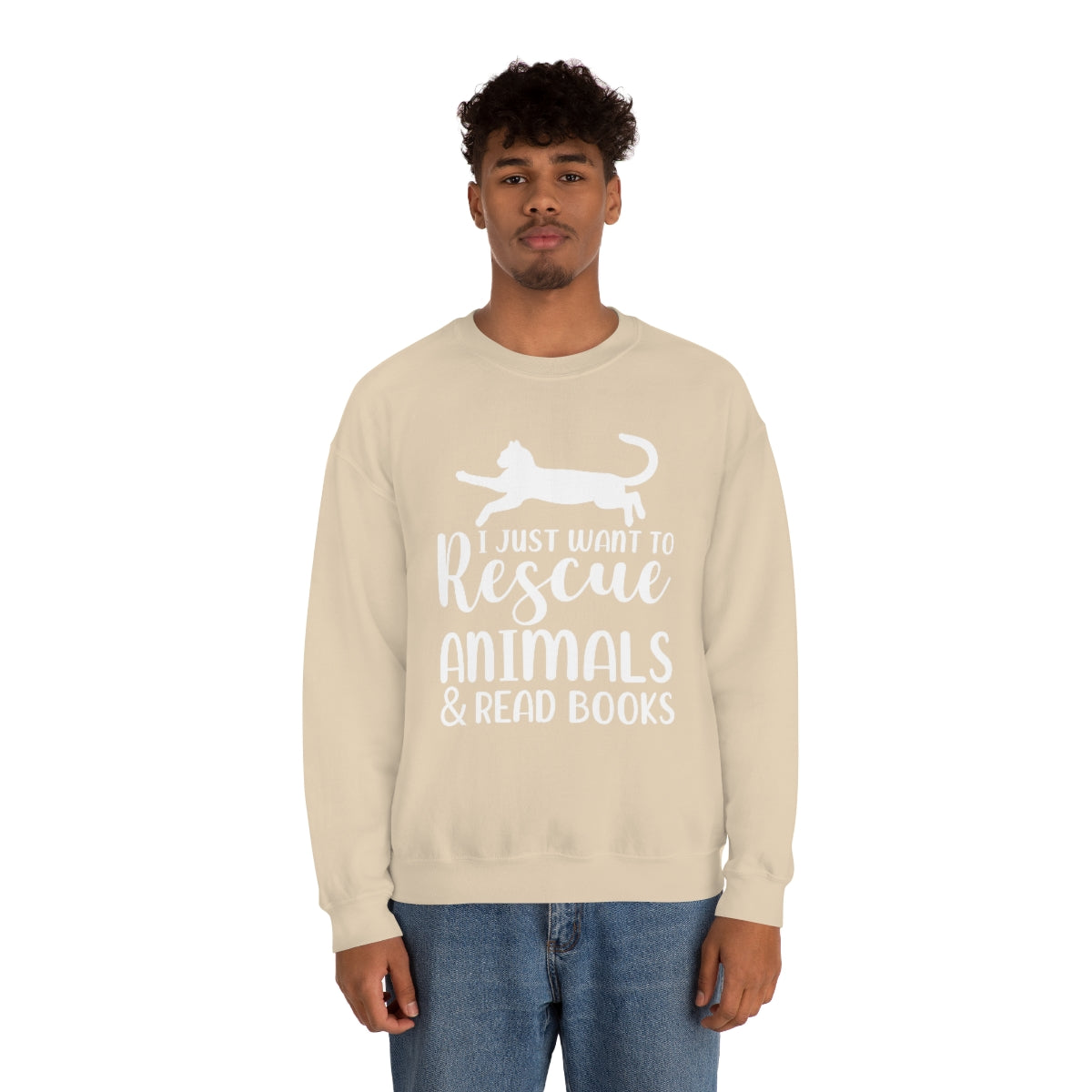 I Just Want to Rescue Animals and Read Books Unisex Crew Sweatshirt