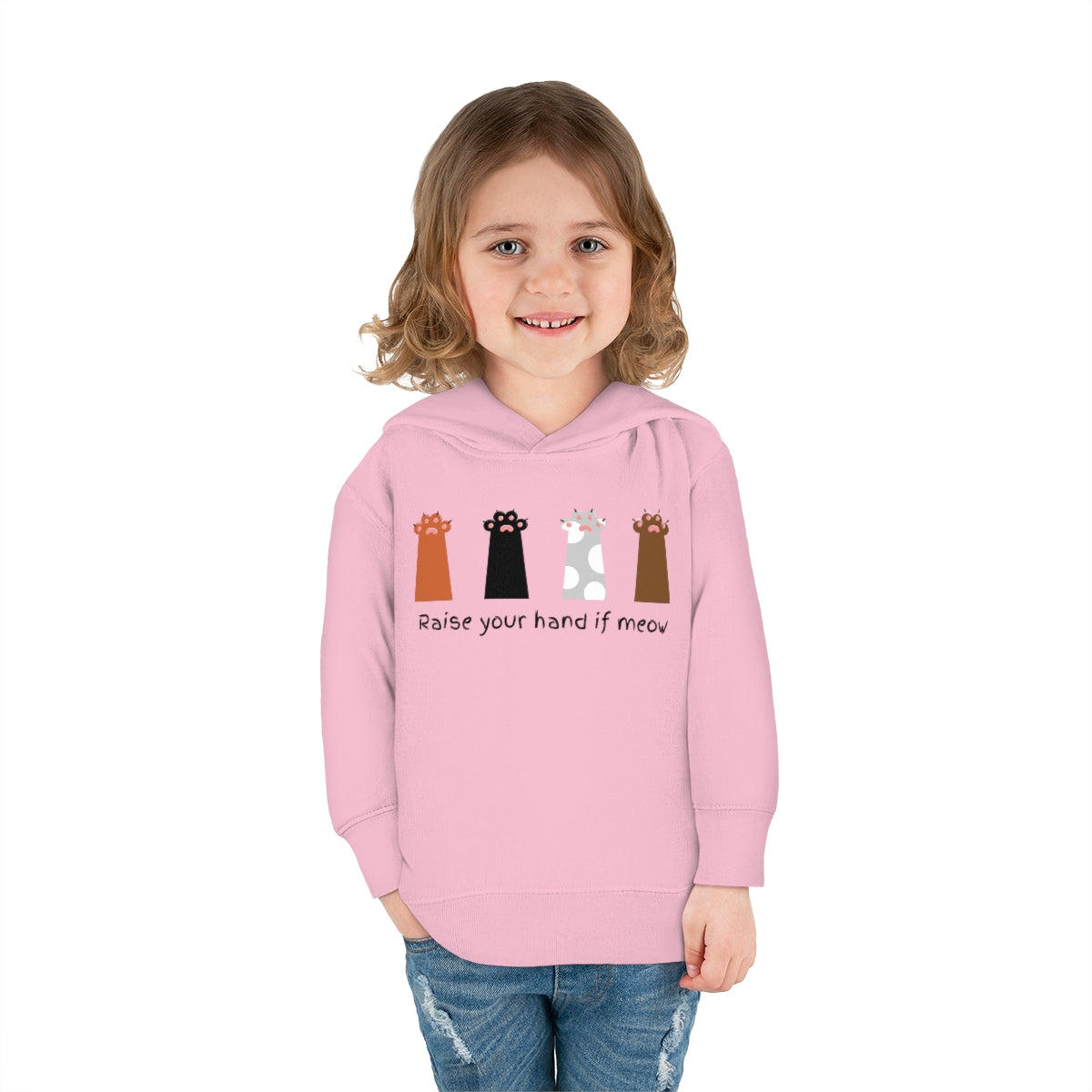 Raise Your Hand if Meow Cute Toddler Pullover Fleece Hoodie