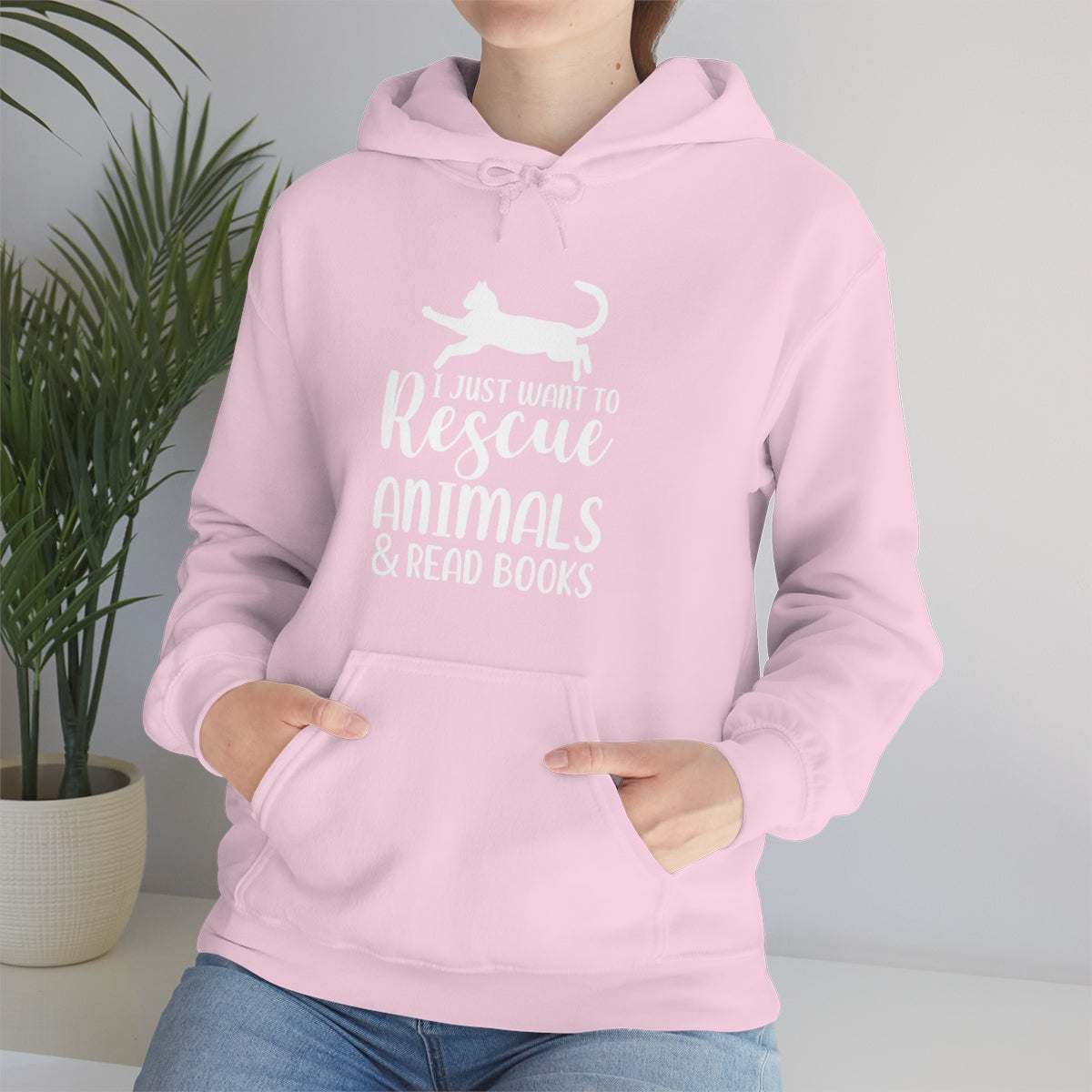 I Just Want to Rescue Animals and Read Books Unisex Heavy Blend™ Hoodie