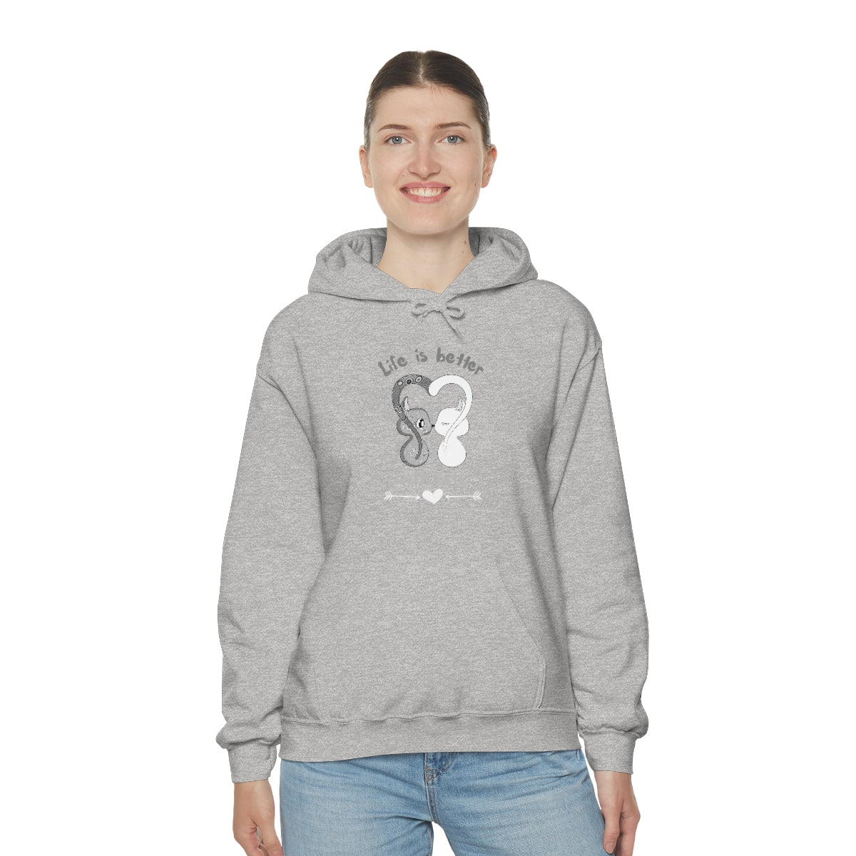 Life is Better with Cats Cute Cat Lovers Gift Unisex Heavy Blend™ Hoodie