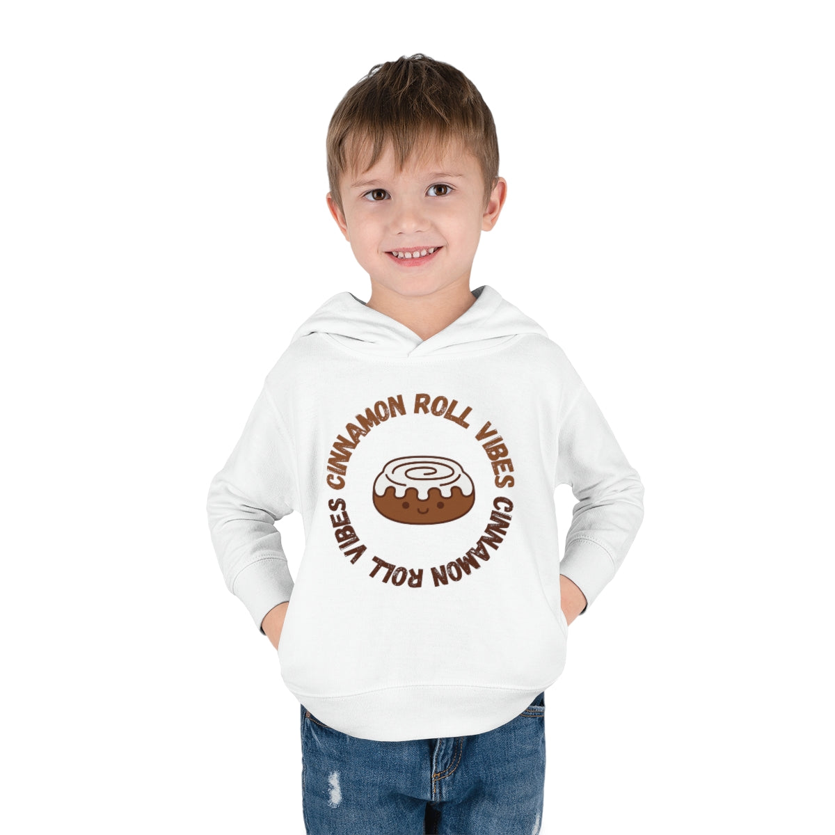 Cinnamon Roll Vibes Cute Toddler Pullover Fleece Hoodie