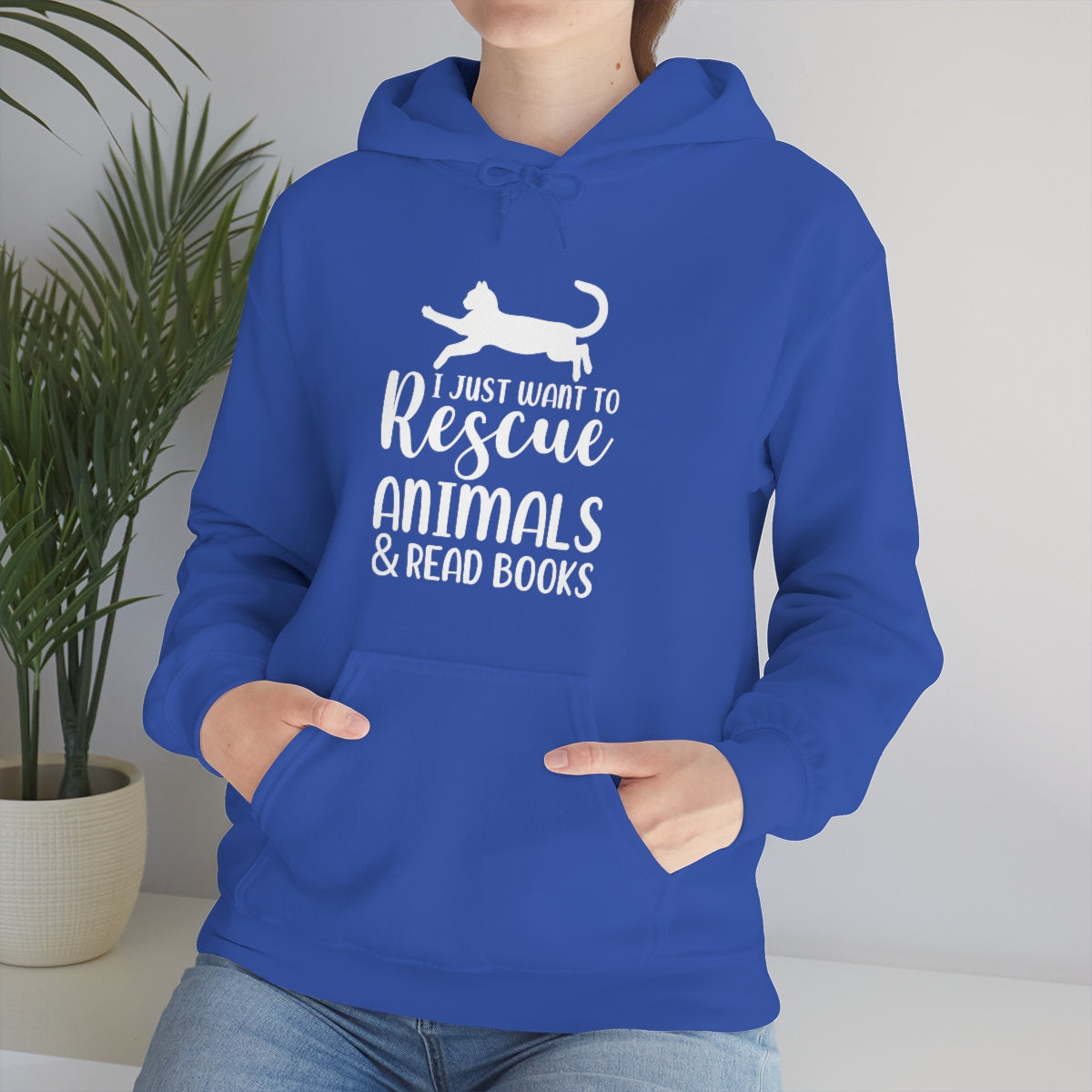 I Just Want to Rescue Animals and Read Books Unisex Heavy Blend™ Hoodie