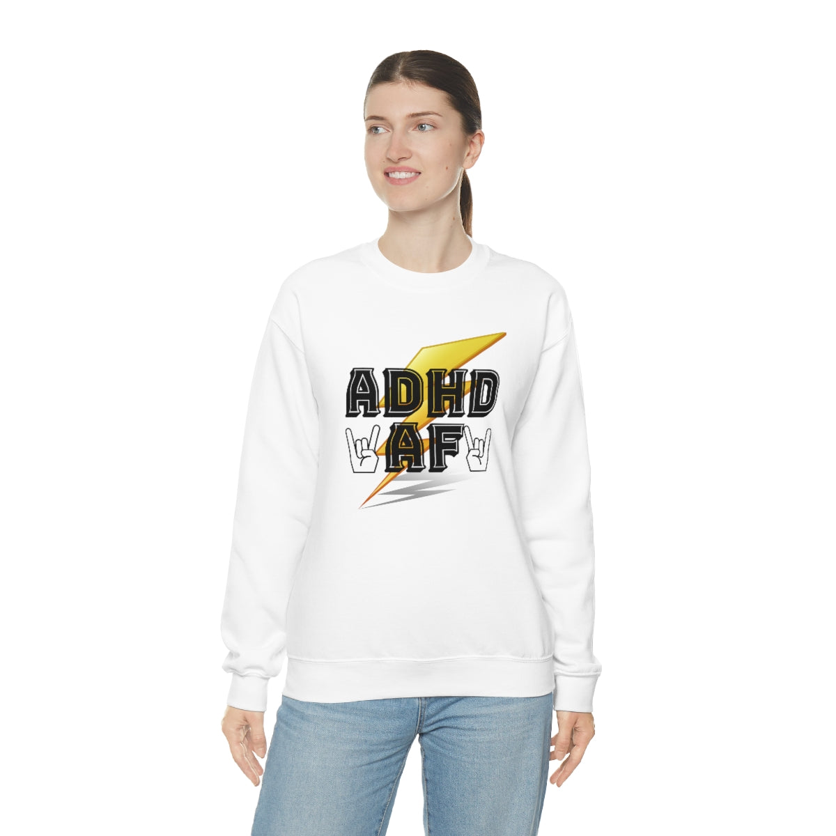 ADHD AF Lightening Bolt Unisex Crew Sweatshirt