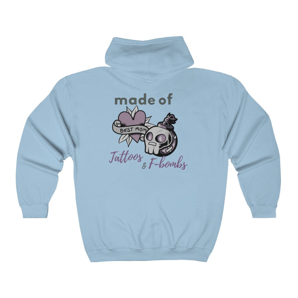 Made of Tattoos & F-Bombs Best Moms Mother's Day Gift Unisex Heavy Blend™ Full Zip Hoodie