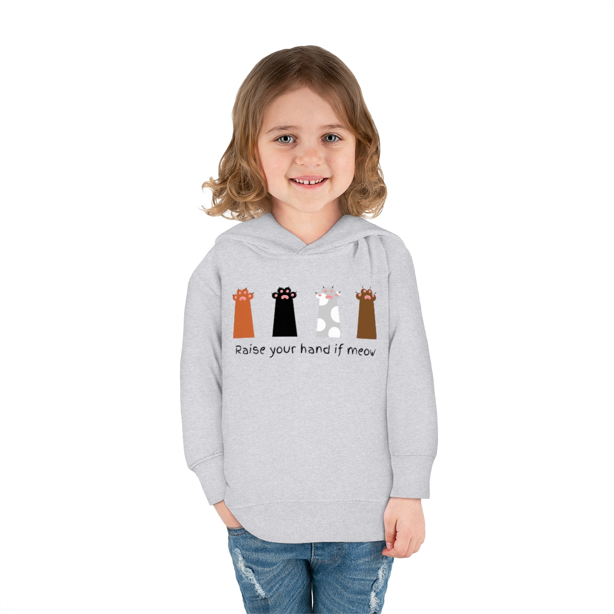 Raise Your Hand if Meow Cute Toddler Pullover Fleece Hoodie