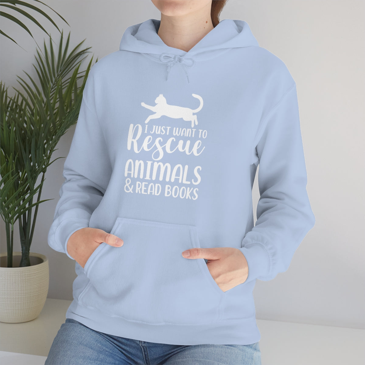 I Just Want to Rescue Animals and Read Books Unisex Heavy Blend™ Hoodie