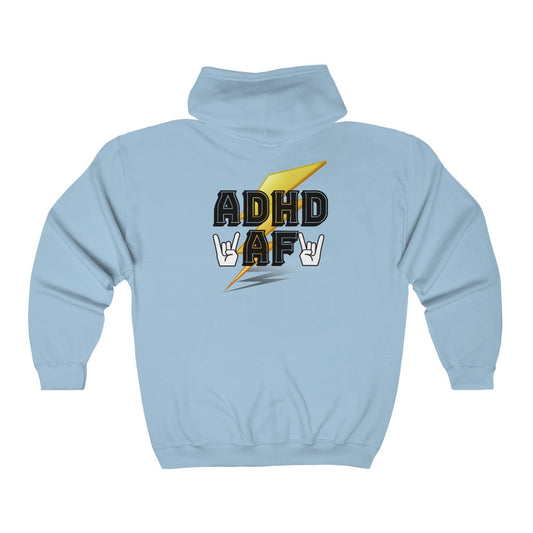 ADHD AF Funny Neurodiversity Awareness Unisex Heavy Blend™ Full Zip Hoodie