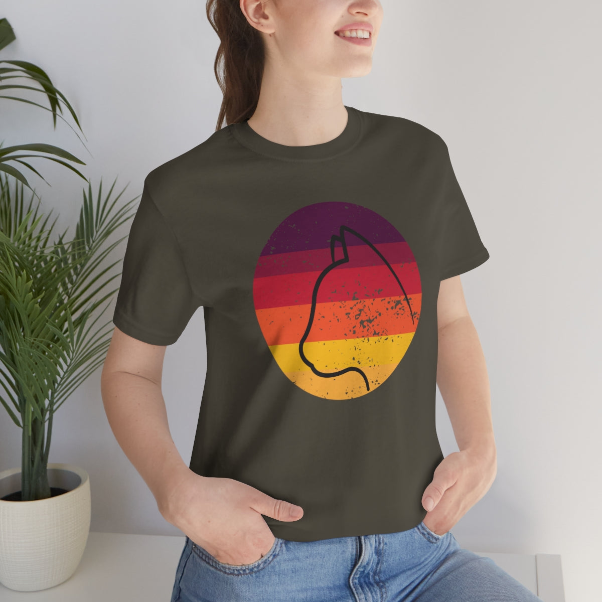 Vintage Sunset Cat Lovers Unisex Jersey Short Sleeve T-Shirt