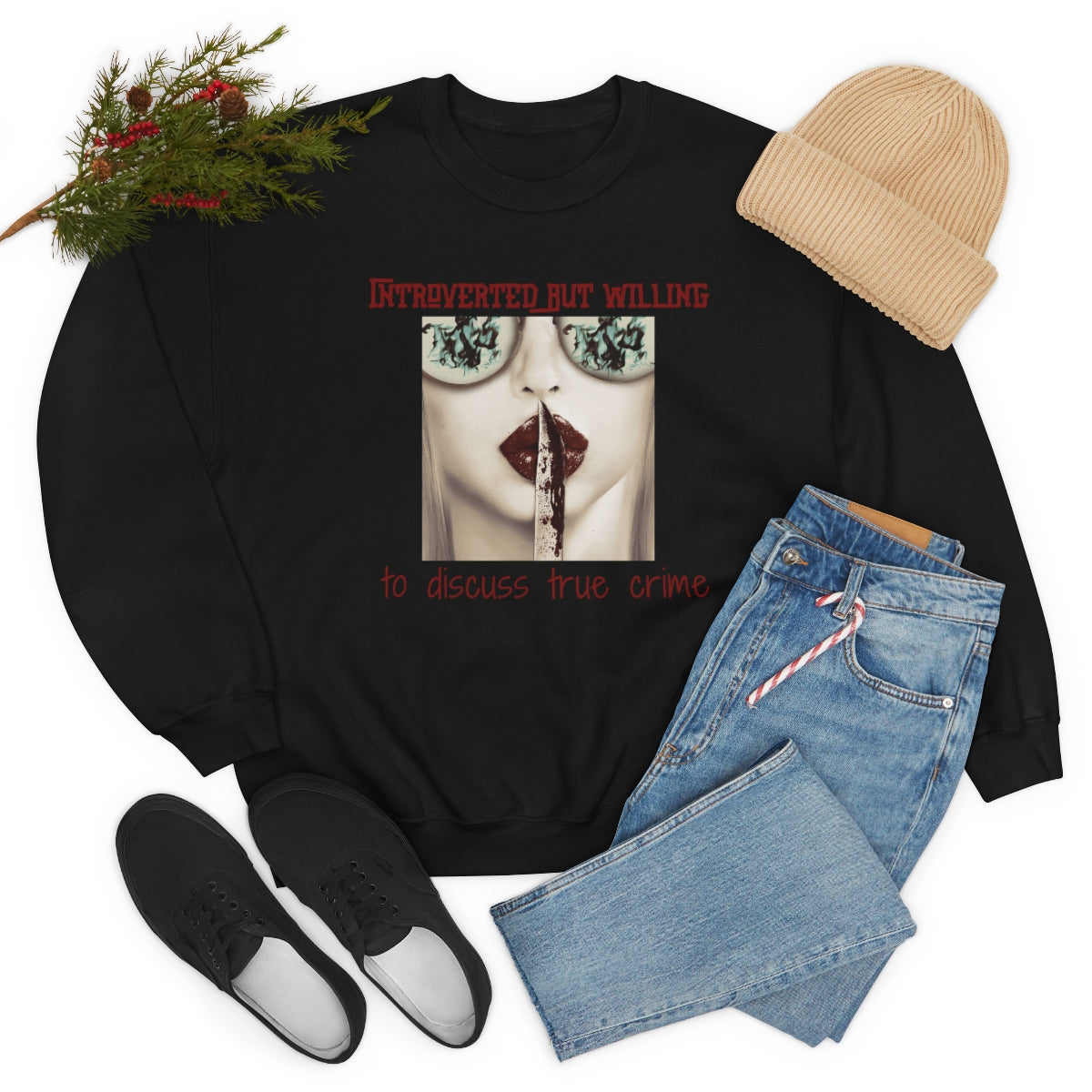 Introverted But Willing to Discuss True Crime Unisex Heavy Blend™ Crewneck Sweatshirt