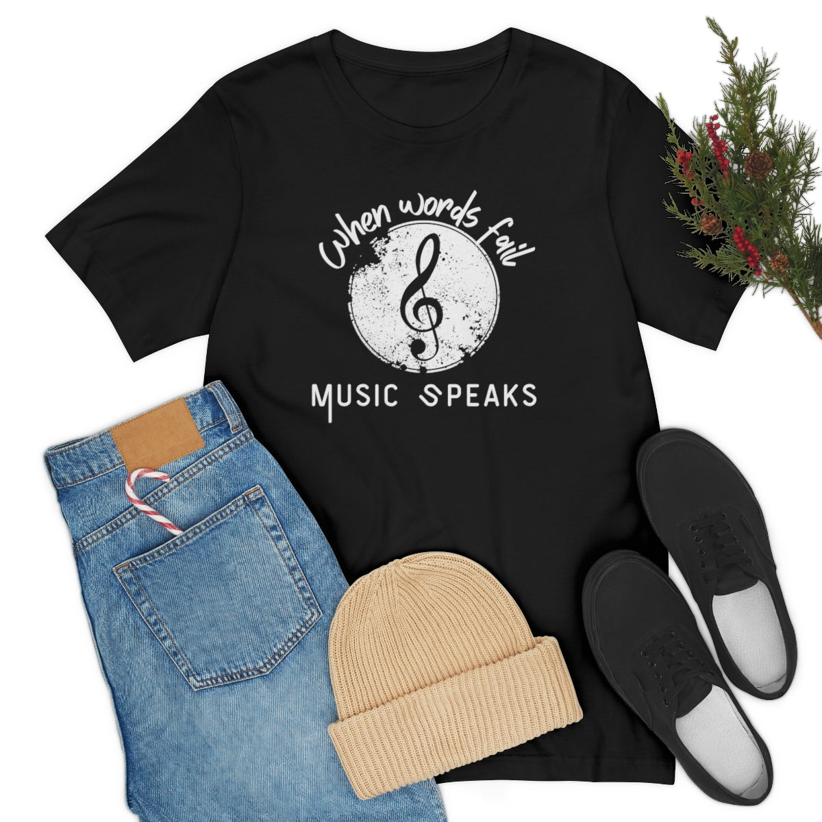 When Words Fail Music Speaks Unisex Jersey Short Sleeve T-Shirt