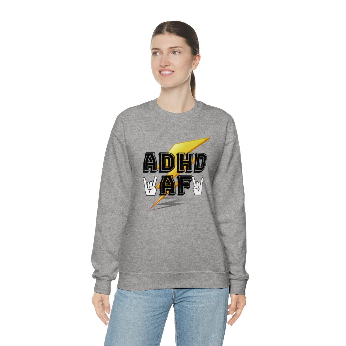 ADHD AF Lightening Bolt Unisex Crew Sweatshirt