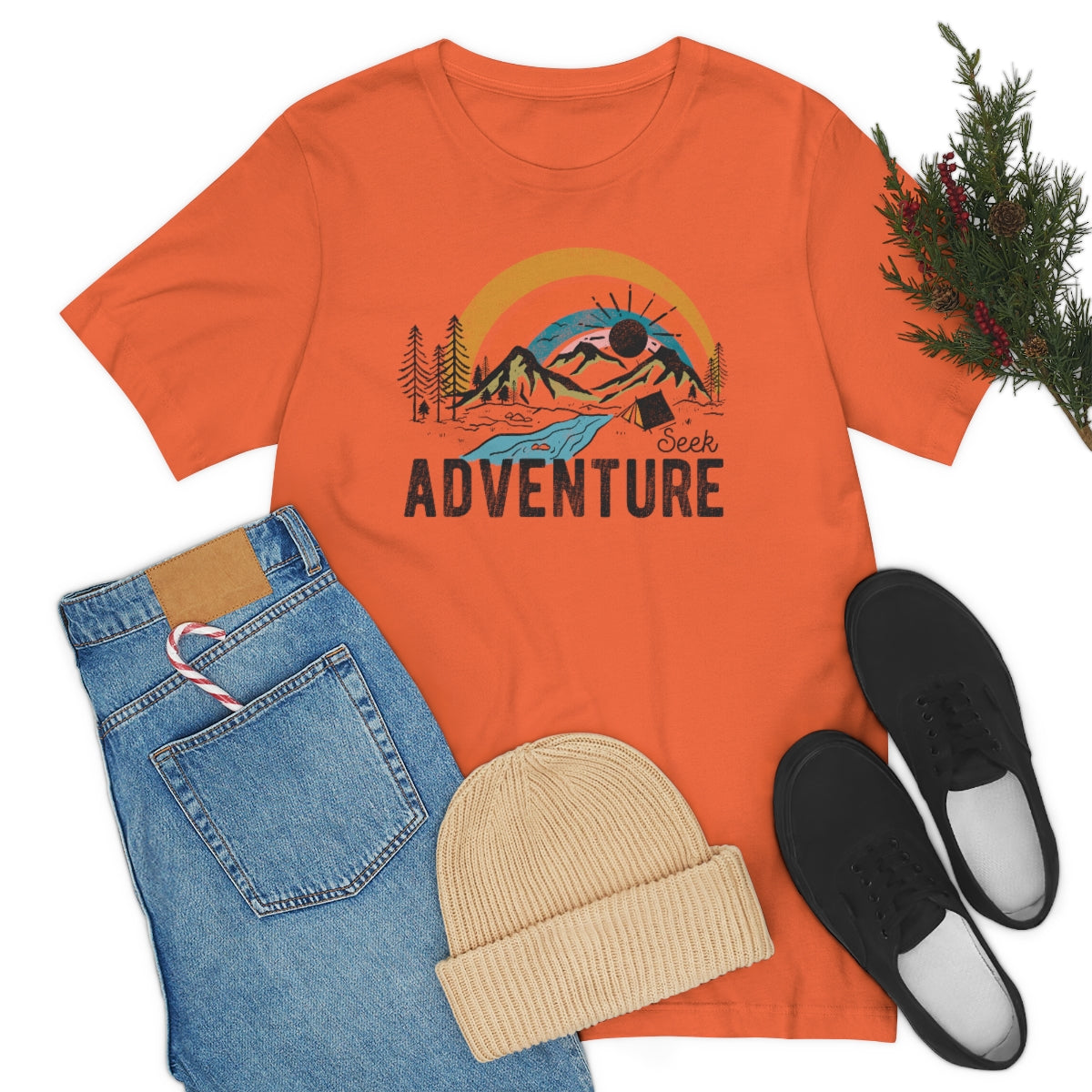 Seek Adventure Hiking Camping Lovers Unisex Jersey Short Sleeve T-Shirt