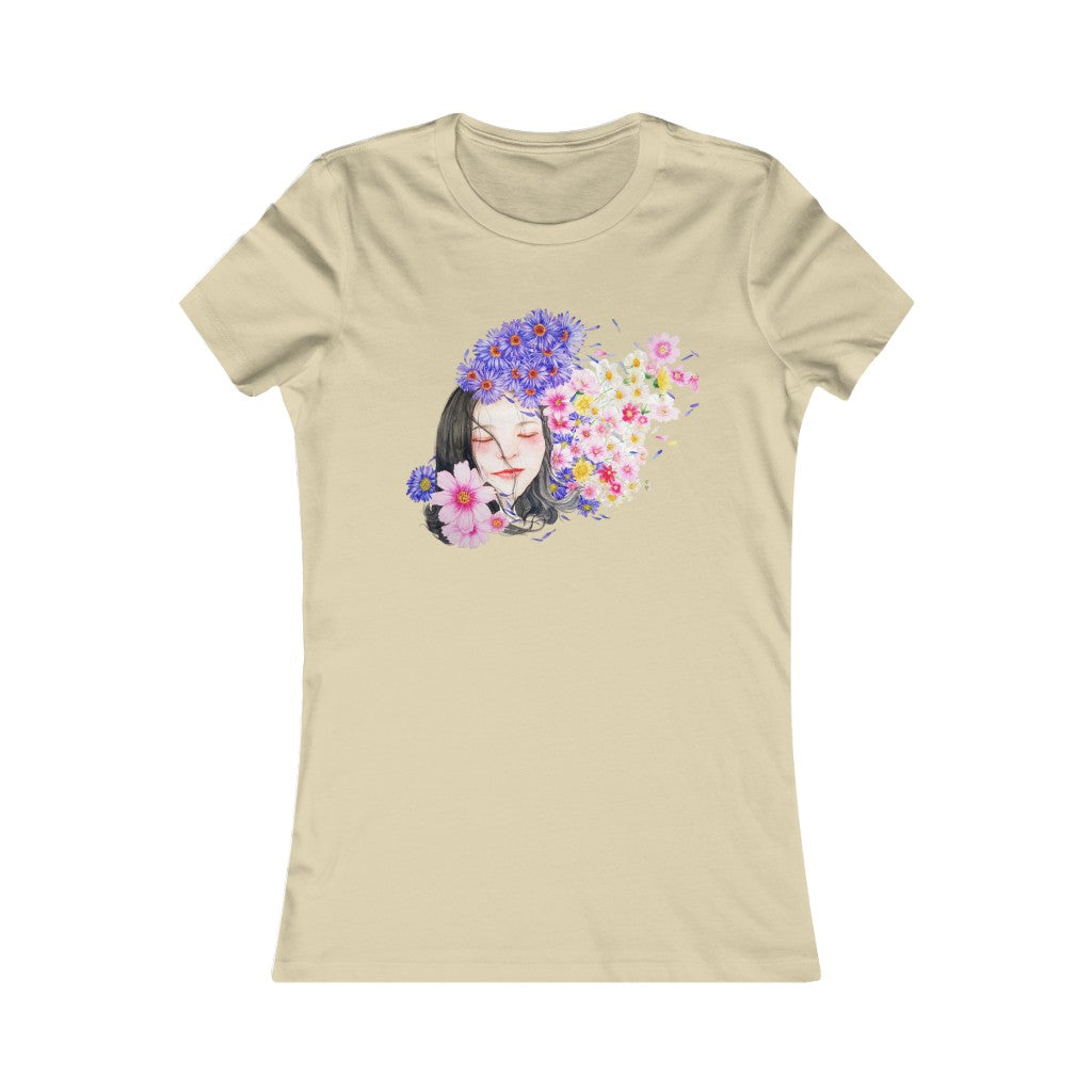 Flowers in her Hair Fem Fit Premium Favorite T-Shirt