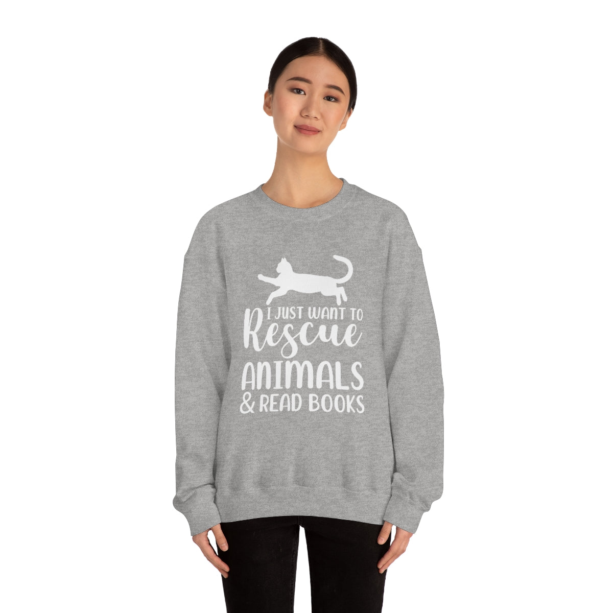 I Just Want to Rescue Animals and Read Books Unisex Crew Sweatshirt