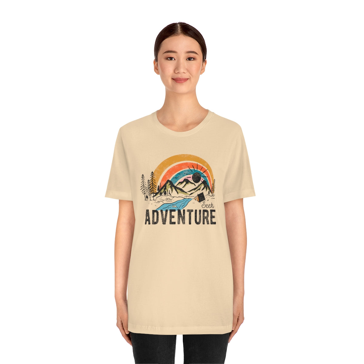 Seek Adventure Hiking Camping Lovers Unisex Jersey Short Sleeve T-Shirt