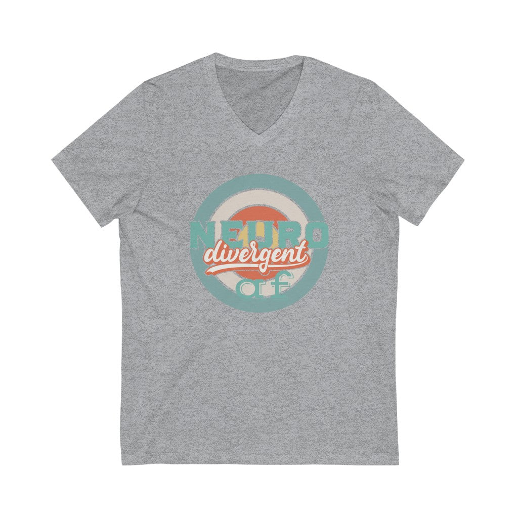 Neurodivergent AF Retro Vintage Style Spiral Unisex Jersey Short Sleeve V-Neck T-Shirt