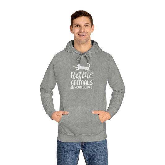 I Just Want to Rescue Animals and Read Books Unisex Premium Fleece Hoodie